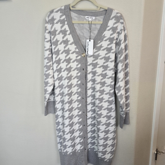 Kathy Ireland  Long Sweater Houndstooth Cardigan Sweater  Dress  Womens Plus 2X - Picture 15 of 16
